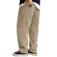 thumbnail image 1 of Domuza Mens Corduroy Pants Wide Leg Stretch Waist Drawstring Lounge Sweatpants Trendy Casual Relaxed Fit Solid Color Pants with Pockets Khaki M, 1 of 3