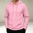 thumbnail image 1 of Domuza Mens Fleece Pullover Hoodie, Long Sleeve Drawstring Sweatshirt, Casual Athletic Top with Pocket-Pink L, 1 of 6