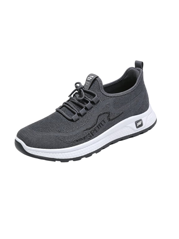 Mens Fly Knit Mesh Athletic Sneakers, Lightweight Breathable Sport Walking Shoes, Comfort Casual Running Footwear For Daily Use Gray 7.5 (EU-40)