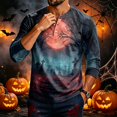 thumbnail image 1 of Domuza Mens Halloween Henley Shirts Funny Novelty Print Casual Long Sleeve Button Up Basic T-Shirts Comfy Soft Regular Fit Tops M, 1 of 4
