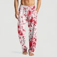 thumbnail image 1 of Domuza Mens Halloween Pajamas Funny Horror Print Casual Drawstring Pajama Pants Lightweight Soft Cotton Lounge Pjs Bottoms with Pockets White L, 1 of 5