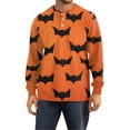 thumbnail image 1 of Domuza Mens Halloween Shirt Funny Horror Print Long Sleeve Loose Fit Henley Tshirts Lightweight Comfy Casual Button Up Tees for Halloween Party Orange 3XL, 1 of 6