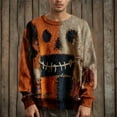 thumbnail image 1 of Domuza Mens Halloween Sweatshirt Novelty Spooky Pumpkin Face Print Crew_neck Sweater Fall Winter Fashion Casual Long Sleeve Pullover Top Orange S, 1 of 6
