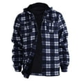 thumbnail image 1 of Domuza Mens Heavy Thick Flannel Plaid Jacket Sherpa Fleece Lined Relaxed Fit Hoodies Fall Winter Thermal Zipper Quilted Outerwear Navy XL, 1 of 2