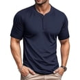thumbnail image 1 of Domuza Mens Henley Short Sleeve T-Shirt Casual Shirt Summer Button Solid T Shirts Navy 2XL, 1 of 4