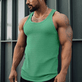 thumbnail image 1 of Domuza Mens Hollow Out Tank Top Vacation Summer See Through Crochet Sleeveless Shirt Beach Muscle Knit Vest Green L, 1 of 5