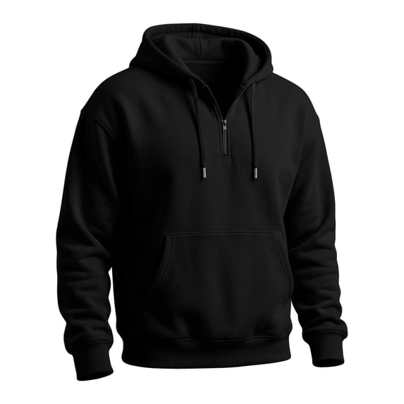 Domuza Mens Hooded Quarter Zip Sweatshirts Drawstring Long Sleeve Hoodies Pullover Basic Sweatshirt with Pocket