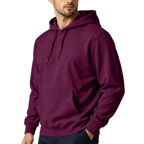 Domuza Mens Hoodies Lightweight Thin Fleece Hoodie Pullover with Hood Casual Basic Solid Color Pullover Sweatshirt