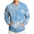 thumbnail image 1 of Domuza Mens Hoodies Zip Up Long Sleeve Casual Lightweight Drawstring Hooded Sweatshirt Fall Winter Cotton Soft Tie Dye Pullover Top with Kangaroo Pockets Sky Blue L, 1 of 7