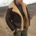 thumbnail image 1 of Domuza Mens Leather Bomber Jacket Sherpa Lined Fleece Full Zip Flying Jacket Fall Winter Warm Relaxed Fit Vintage Sheepskin Coat Brown 2XL, 1 of 4