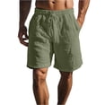 thumbnail image 1 of Domuza Mens Linen Shorts Casual Drawstring Elastic Waist Lightweight Breathable Summer Beach Shorts for Men Army Green XL, 1 of 4