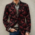 thumbnail image 1 of Domuza Mens Long Sleeve Blazer Corduroy Suit Jacket Sports Coat Casual Business Dress Floral Suit One Buttons with Pocket Multicolor 3XL, 1 of 6