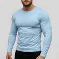 thumbnail image 1 of Domuza Mens Long Sleeve Crew Neck Tee Shirts Casual Cotton T-Shirts Tops Plain Tshirts for Men Trendy Work Shirt Top Light Blue 3XL, 1 of 7