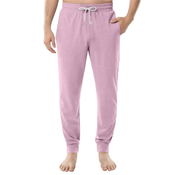 Domuza Mens Pajama Pants Elastic Drawstring Cotton Soft Casual Jogger Sleepwear Lightweight Comfortable Loose Loungewear with Pockets M