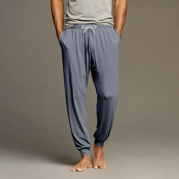 Domuza Mens Pajama Pants Lightweight Stretch Drawstring Casual Soft Jogger Pj Bottoms Loose Comfy Lounge Sleepwear with Pockets Gray M