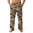 thumbnail image 1 of Domuza Mens Plush Warm Pajama Pants Soft Comfy Fleece Relaxed Fit Elastic Waist Pjs Trousers Fall Winter Camo Wide-Leg Lounge Sleep Pants Light Brown 3XL, 1 of 6