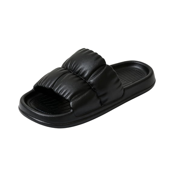 Domuza Mens Puffy Petal‑Shaped Strap All‑Season EVA House Slippers, Thick Cushioned Non‑slip Indoor Slide Sandals