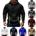 thumbnail image 1 of Domuza Mens Quarter Zip Pullover Hoodie Long Sleeve Fleece Sweatshirt with Pockets, Workout Athletic Top Black XL, 1 of 6