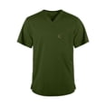 thumbnail image 1 of Domuza Mens Scrubs Classic Fit Mens Scrubs Top V-Neck Short Sleeve Nursing Uniform Shirt with Pockets Army Green S, 1 of 5