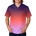 thumbnail image 1 of Domuza Mens Scrubs Top Gradient Tie-Dye Short Sleeve V Neck Working Uniform Big and Tall Comfy Soft Medical Workwear with 3 Pockets Purple 4XL, 1 of 5