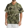 thumbnail image 1 of Domuza Mens Scrubs Tops Plus Size Short Sleeve V-Neck Medical Workwear Camo Print Stretch T-Shirts Soft Comfort Nurse Top with Pockets Army Green XXXXXL, 1 of 5