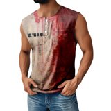 Domuza Mens Shirts Sleeveless V-Neck Horror Funny Print Tops Retro ...