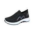 thumbnail image 1 of Domuza Mens Slip On Walking Shoes, Breathable Knit Mesh Casual Sneakers, Lightweight Soft Sole Fashion Sport Footwear For Daily Wear Black 7 (EU-39), 1 of 5