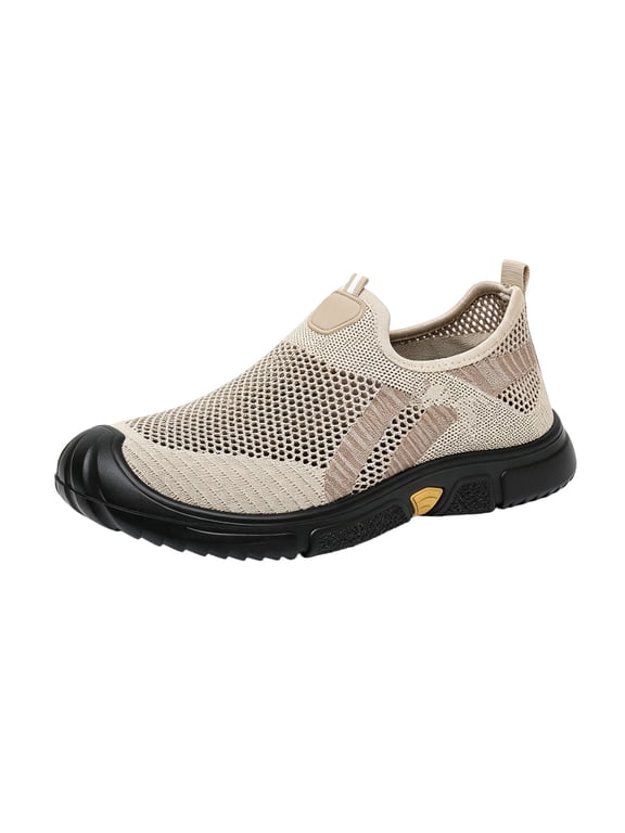 Mens Slip On Walking Shoes, Casual Loafers Handmade Mesh Slip On, Breathable Lightweight, Non Slip Sole Sneakers 8 (EU-41)
