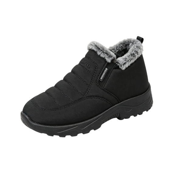 Domuza Mens Slip‑On Winter Ankle Snow Boots, Faux Fur Lined Insulated Warm Casual Cold‑Weather Shoes, Non‑Slip Rugged Outdoor Winter Booties
