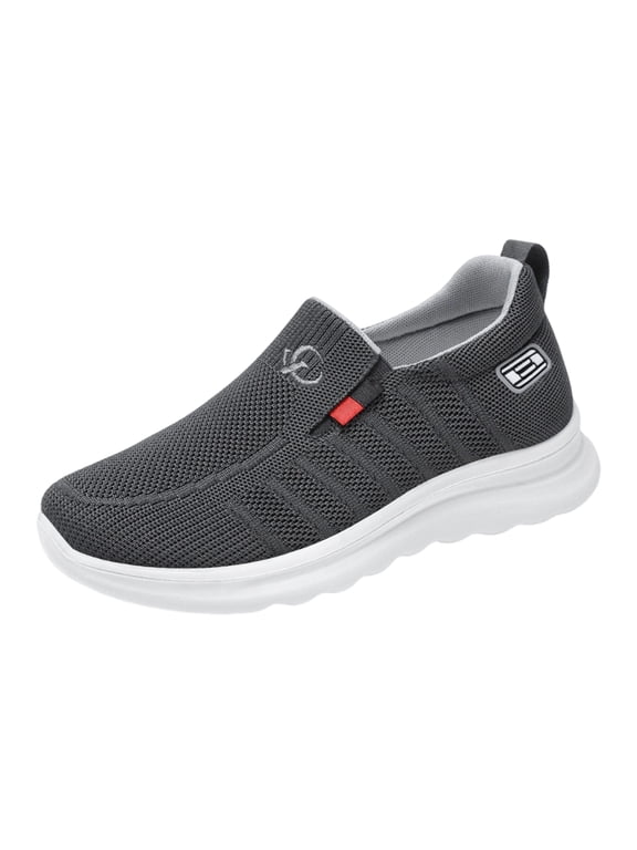 Mens Slip on Walking Shoes Breathable Casual Sneakers Comfortable Laceless Mesh Loafers Stepping Shoes with Flexible Cushioning Sole Gray 8 (EU-41)