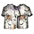 thumbnail image 1 of Domuza Mens Spooky Halloween Printed Scrub T-Shirt Spider Pattern Casual Short Sleeve V Neck Shirts Trendy Comfy Funny Medical Top with 3 Pocket White XL, 1 of 6