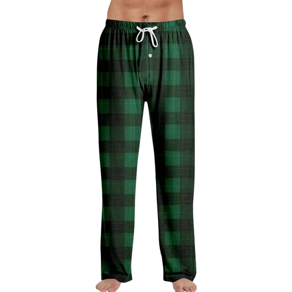 Domuza Mens St Patricks Day Pajamas Pants Shamrock Clover Elastic Waist Drawstring Pj Pants Soft Relaxed Fit Lounge Sleepwear with Pockets Fluorescent Green 2XL