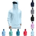 thumbnail image 1 of Domuza Mens Sun Protection Fishing Shirts UPF 50+ Long Sleeve Hoodie with Face Mask UV Rash Guard Hiking Shirt Light Blue XL, 1 of 4