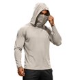 thumbnail image 1 of Domuza Mens Sun Protection Fishing Shirts Upf 50+ Long Sleeve Hoodie Tee Shirts New with Face Mask Uv Rash Guard Hiking Tops Light Gray XXL, 1 of 6