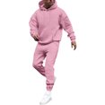 thumbnail image 1 of Domuza Mens Sweat Suits 2 Piece Set Workout Casual Fleece Hooded Sweatshirt & Sweat Pant 2025 Fashion Tracksuit Outfits Hooded Set Jogging Suit Hot Pink L, 1 of 5