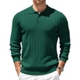 thumbnail image 1 of Domuza Mens Sweaters Long Sleeve Casual Trendy Collared Knit Sweater Fall Winter Stretch Button Down Business Ribbed Dress Pullover Green 2XL, 1 of 3