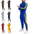 thumbnail image 1 of Domuza Mens Sweatsuits 2 Piece Set Jogging Zip Up Jackets Activewear 2 Piece Outfit Athletic Fall Winter Drawstring Long Sleeve Outfit Royal Blue M, 1 of 8
