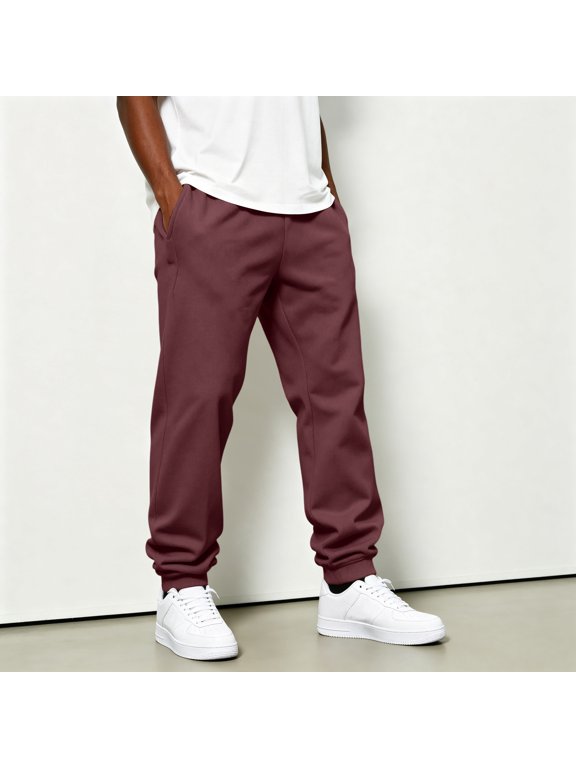 Mens Tapered Fleece Joggers Sweatpants, Drawstring Elastic Waist Athletic Bottoms with Functional Pockets Versatile Workout Lounge Pants
