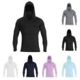 thumbnail image 1 of Domuza Mens UV Protection Shirts Long Sleeve UPF 50+ Hooded Rash Guard Sun Hoodies with Mask Outdoor Hiking Swimming Fishing Black M, 1 of 4