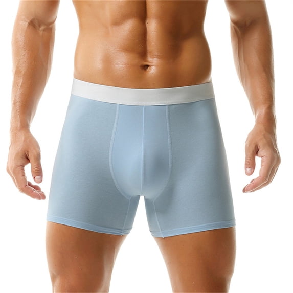 Domuza Mens Underwear Boxer Briefs, Cool & Breathable Cotton Moisture-Wicking Underwear Light Blue L