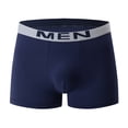 thumbnail image 1 of Domuza Mens Underwear Boxer Briefs Trunks Letter Flat Front Soft Low-rise Underpant Dark Blue XL, 1 of 6