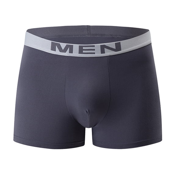 Domuza Mens Underwear Boxer Briefs Trunks Letter Flat Front Soft Low-rise Underpant Dark Gray XL