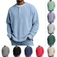 thumbnail image 1 of Domuza Mens Waffle Henley Shirts Long Sleeve Button Up Knitted Textured T Shirts Spring Fall 2026 Fashion Relaxed Fit Comfy Blouse, 1 of 7