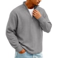 thumbnail image 1 of Domuza Mens Waffle Sweatshirt Stand Collar Casual 1/4 Zipper Pullover Top Spring Fall Loose Fit Stylish Ribbed Long Sleeve Sweatshirts Gray XL, 1 of 4