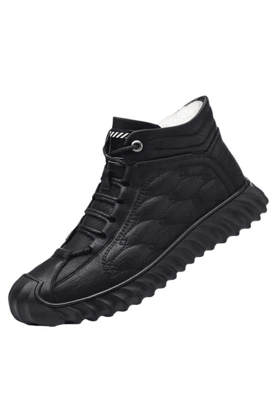 Mens Winter Snow Boots, Vintage Style Leather Upper, Warm Plush Lined High Top, Slip Rubber Sole 7 (EU-39)