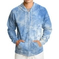 thumbnail image 1 of Domuza Mens Zip Up Hoodie Long Sleeve Casual Lightweight Drawstring Sweatshirt Fall Winter Cotton Soft Tie Dye Pullover with Kangaroo Pockets Light Blue XL, 1 of 7