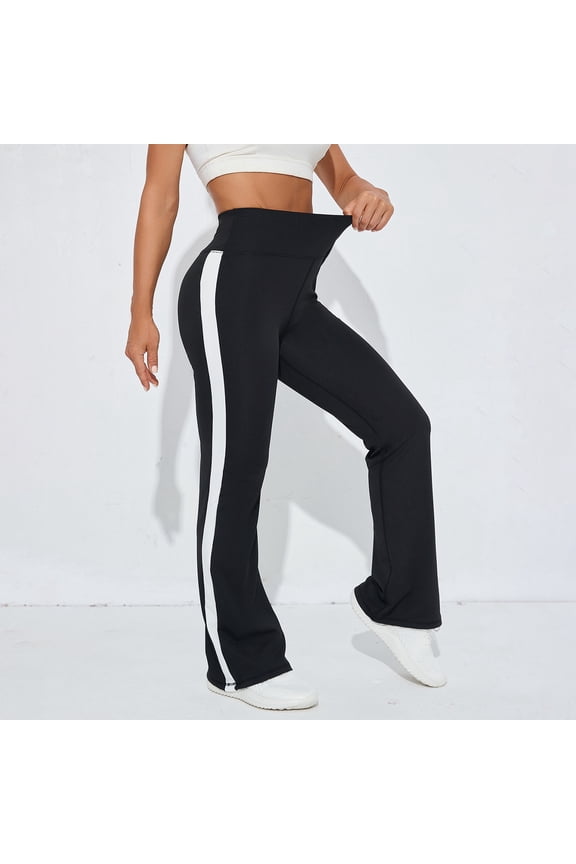 Mini Flare Legging for Women Tummy Control Yoga Pants High Waisted Bell Bottoms Y2k Gym Athletic Track Pants Black M