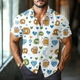 thumbnail image 1 of Domuza Oktoberfest Shirts for Men Casual Loose Fit Funny Print Beer Festival T Shirt Stylish Short Sleeve Button Up Lapel Tops White M, 1 of 4