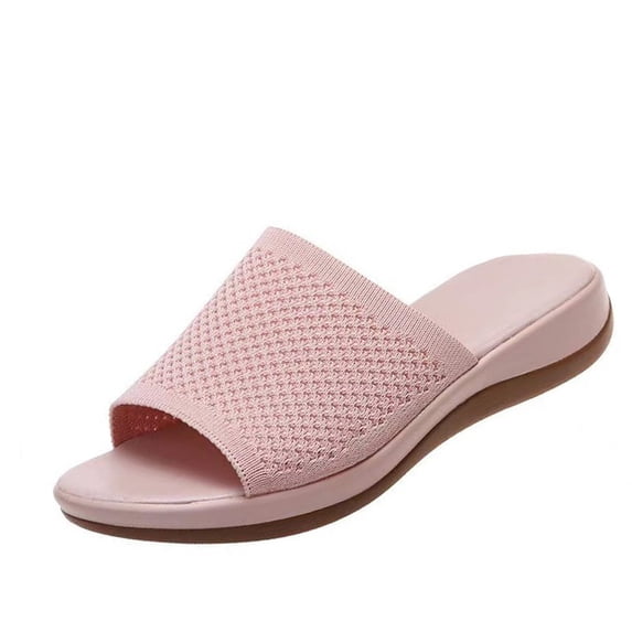 Domuza Orthopedic Casual Sandals for Women Arch Support Flat Wedge Sandals Breathable Non Slip Slip on Sneakers Comfortable 2026 New Orthopedic Shoes Light pink 10(EU-43)