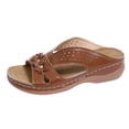 thumbnail image 1 of Domuza Orthopedic Casual Sandals for Women Arch Support Summer Flat Sandals Wide Non Slip Slip on Walking Shoes Beach 2026 Foam Shoes Brown 7（EU-38）, 1 of 6